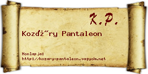 Kozáry Pantaleon névjegykártya